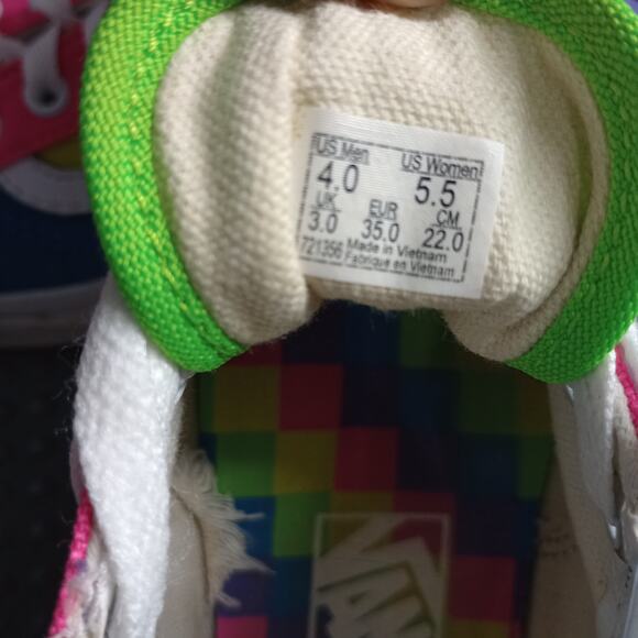 Vans Old Skool Neon Color Block Women 5.5 Skate Sneaker - Picture 5 of 6